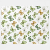 Couverture Polaire Papillons verts bronzés blancs (Devant (Horizontal))