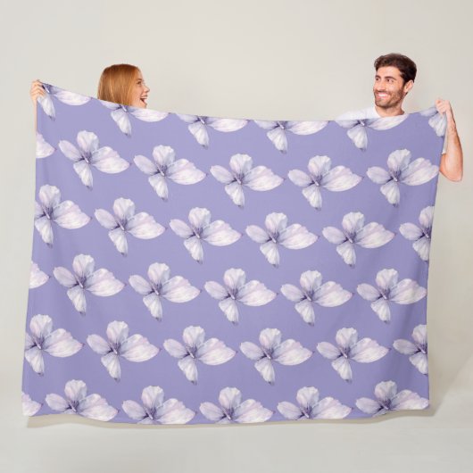 Couverture Polaire Papillons Violets Lavande (En situation)
