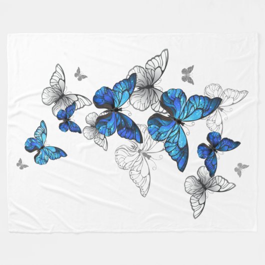 Couverture Polaire Papillons volants bleus Morpho (Devant (Horizontal))