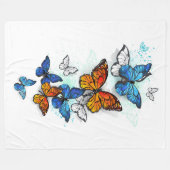 Couverture Polaire Papillons volants Morpho et Monarch (Devant (Horizontal))