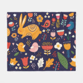 Couverture Polaire Pâques du printemps : fleurs, collection de lapins (Devant (Horizontal))
