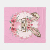 Couverture Polaire Pâques mignonne Floral Bunny Leopard cadeau (Devant (Horizontal))
