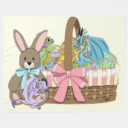 Couverture Polaire Pâques Panier Dragons Oeufs (Devant (Horizontal))