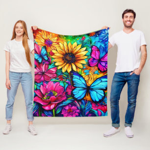 Couverture Polaire Paradis papillon florissant