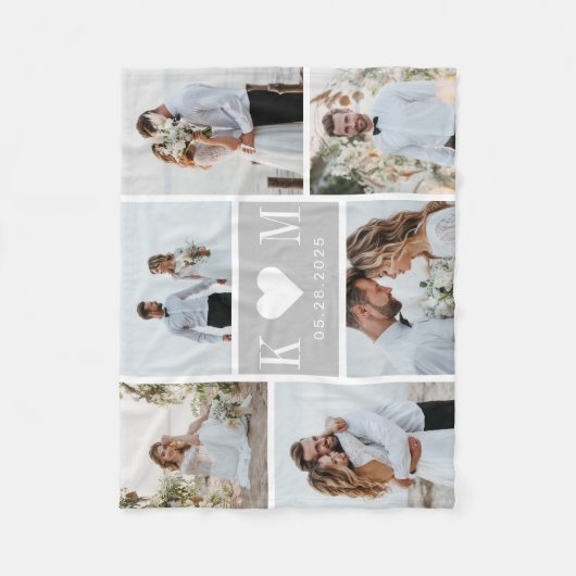 Couverture Polaire Paraphe amoureuse Initiales modifiable Couleur Col (Devant)