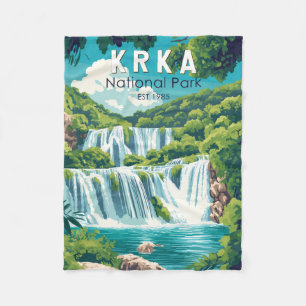 Couverture Polaire Parc national de Krka Croatie Travel Art Vintage