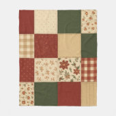 Couverture Polaire Parcelle rouge vert Patchwork Rustique Ferme Flora (Devant)