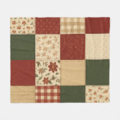 Couverture Polaire Parcelle rouge vert Patchwork Rustique Ferme Flora (Devant (Horizontal))