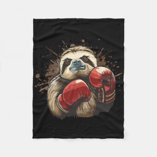 Couverture Polaire Paresseux de boxe avec gants de boxe Kickboxing Dr (Devant)