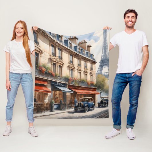 Couverture Polaire Paris aquarelle (En situation)