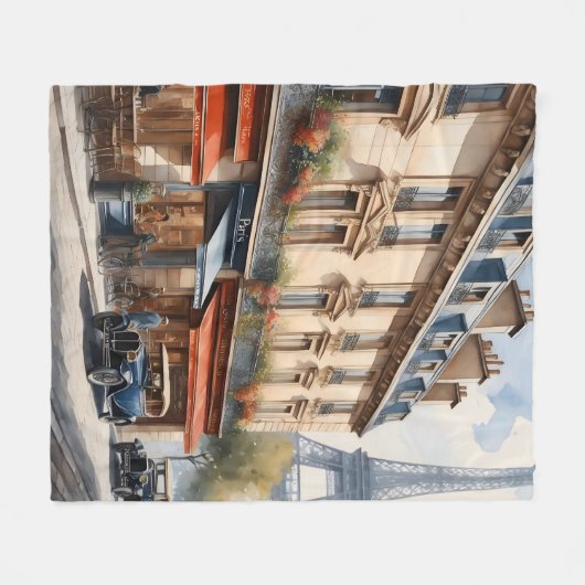 Couverture Polaire Paris aquarelle (Devant (Horizontal))