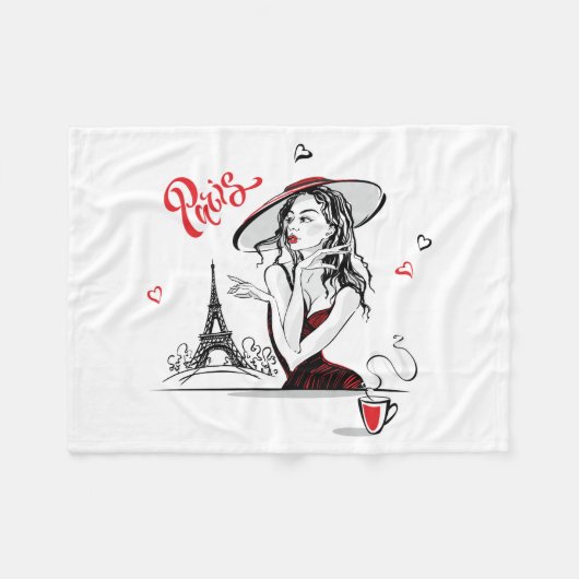 Couverture Polaire Paris & Café, rouge (Devant (Horizontal))