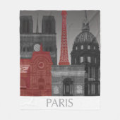 Couverture Polaire Paris Elevages par nuit - Rouge (Devant)
