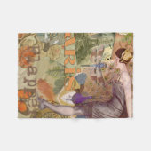 Couverture Polaire Paris Flapper Art Déco Peacock Vintage (Devant (Horizontal))