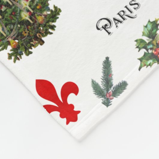 Couverture Polaire Paris Noël Tour Eiffel Blanche Fleece (Coin)
