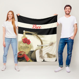 Couverture Polaire Paris Parfum Rose talons et bâton à lèvres