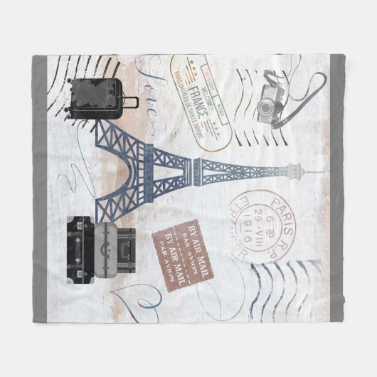 Couverture Polaire Paris Travel Collage (Devant (Horizontal))