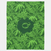 Couverture Polaire Parmi les feuilles monogramme vert (Devant)