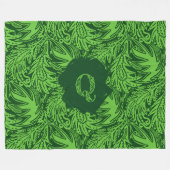 Couverture Polaire Parmi les feuilles monogramme vert (Devant (Horizontal))