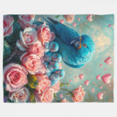 Couverture Polaire Parrot bleu et bébés (Devant (Horizontal))