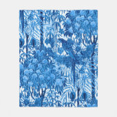 Couverture Polaire Parrot dans un cadre de jungle, Indigo bleu et bla (Devant)