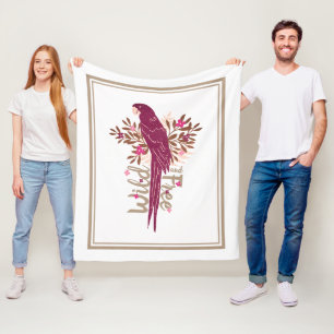 Couverture Polaire Parrot d'ara sauvage et libre Feuilles tropicaux