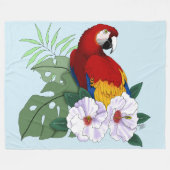 Couverture Polaire Parrot floral rouge Macaw Tropical Bird (Devant (Horizontal))