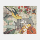 Couverture Polaire Parrot Jaune Tropical Antique Fleur (Devant (Horizontal))