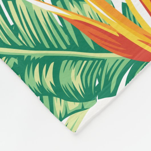 Couverture Polaire Parrot Orange Vert Et Fleurs Oranges (Coin)