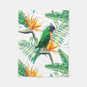 Couverture Polaire Parrot Orange Vert Et Fleurs Oranges (Devant)