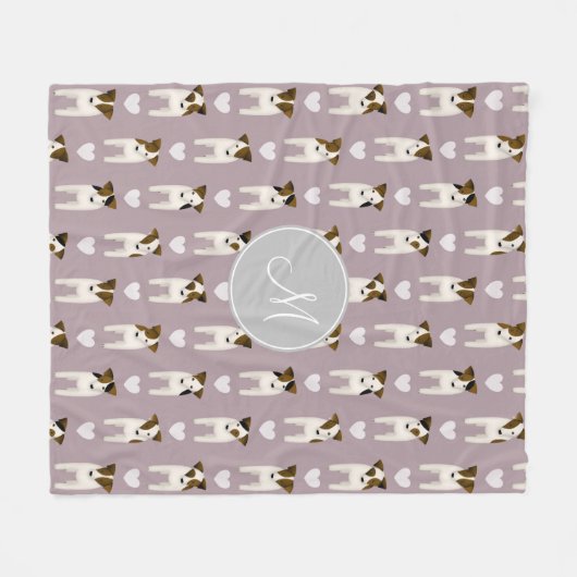 Couverture Polaire Parson Jack Russells motif monogrammed lilas (Devant (Horizontal))