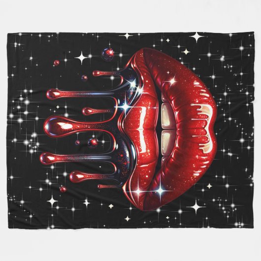 Couverture Polaire Parties scintillant à gouttes rouges Glam Sparkle (Devant (Horizontal))