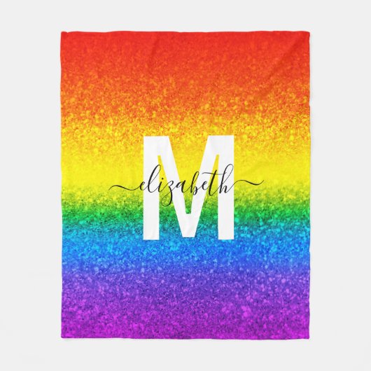 Couverture Polaire Parties scintillant arc-en-ciel chic rayures Nom d (Devant)