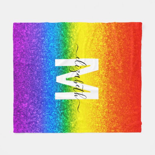 Couverture Polaire Parties scintillant arc-en-ciel chic rayures Nom d (Devant (Horizontal))