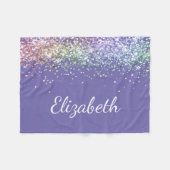 Couverture Polaire Parties scintillant arc-en-ciel violet personnalis (Devant (Horizontal))