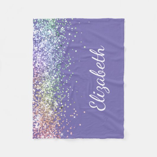 Couverture Polaire Parties scintillant arc-en-ciel violet personnalis (Devant)