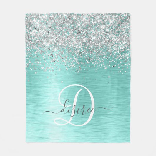 Couverture Polaire Parties scintillant argentée turquoise en métal br (Devant)