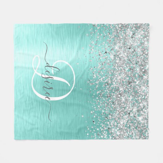 Couverture Polaire Parties scintillant argentée turquoise en métal br (Devant (Horizontal))