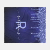 Couverture Polaire Parties scintillant bleu marine goutte monogramme  (Devant (Horizontal))