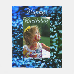 Couverture Polaire Parties scintillant bleu vert photo anniversaire d