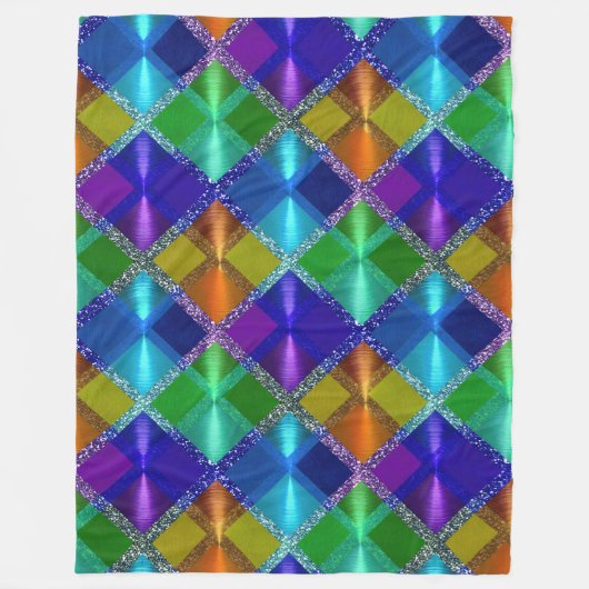 Couverture Polaire Parties scintillant bleue violet orange vert Plaid (Devant)