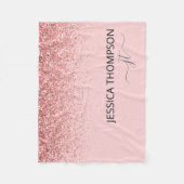 Couverture Polaire Parties scintillant Blush Pink Simple Script Monog (Devant)