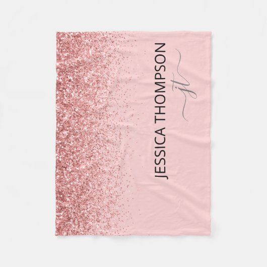 Couverture Polaire Parties scintillant Blush Pink Simple Script Monog (Devant)