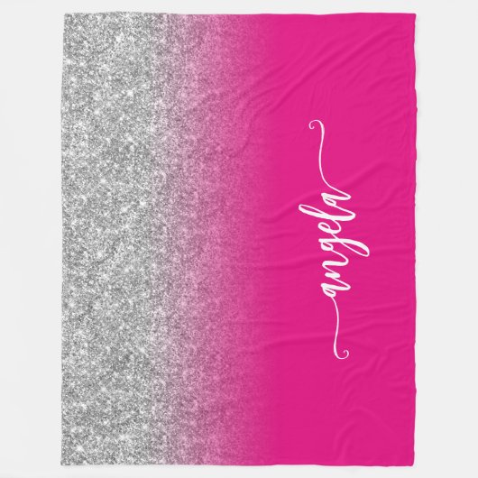 Couverture Polaire Parties scintillant d'argent et Ombre rose chaud p (Devant)