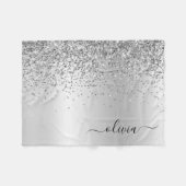 Couverture Polaire Parties scintillant d'argent Monogramme métallique (Devant (Horizontal))