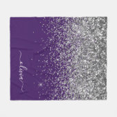 Couverture Polaire Parties scintillant d'argent violet Girl Nom du mo (Devant (Horizontal))