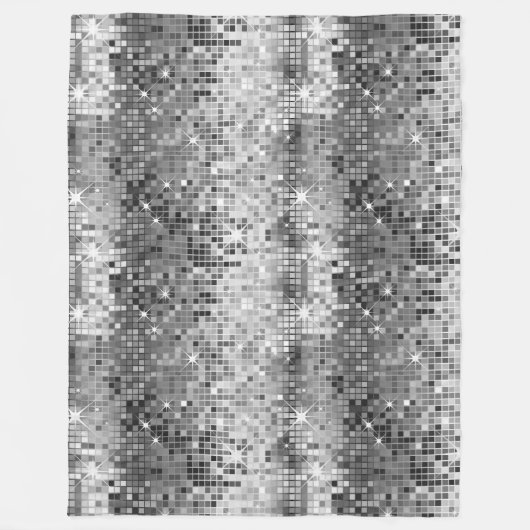 Couverture Polaire Parties scintillant Disco-Ball Blanc Et Gris Rétro (Devant)