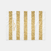 Couverture Polaire Parties scintillant d'or Blancs Motif Monogramme (Devant (Horizontal))