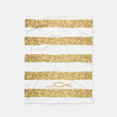 Couverture Polaire Parties scintillant d'or Blancs Motif Monogramme (Devant)
