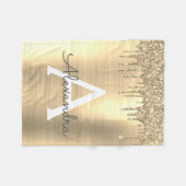 Couverture Polaire Parties scintillant d'or brossé Nom du monogramme  (Devant (Horizontal))